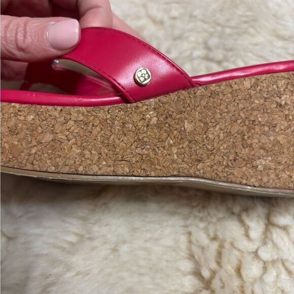 IMAN Hot Pink Wedge Sandals with Wide Strap - Picture 8 of 10